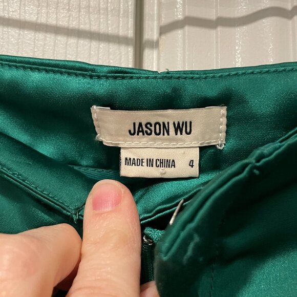 NWT Jason Wu Emerald Green Satin Wide Leg Pants Size 4 - Picture 8 of 8